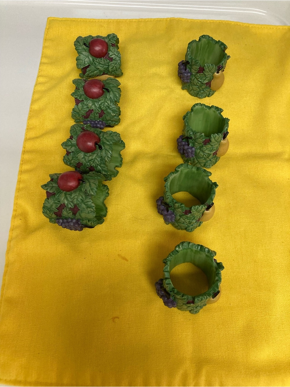 Green Fruit Vine Napkin Rings and Place Card Holders - Set of 8